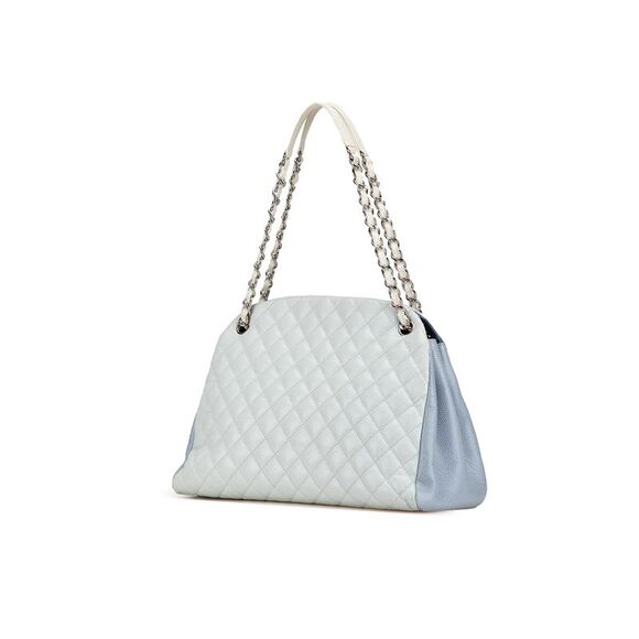 Pre Loved Chanel Large Tricolor Caviar Just Mademoiselle Bowling Bag Women Blue - Picture 2 of 8